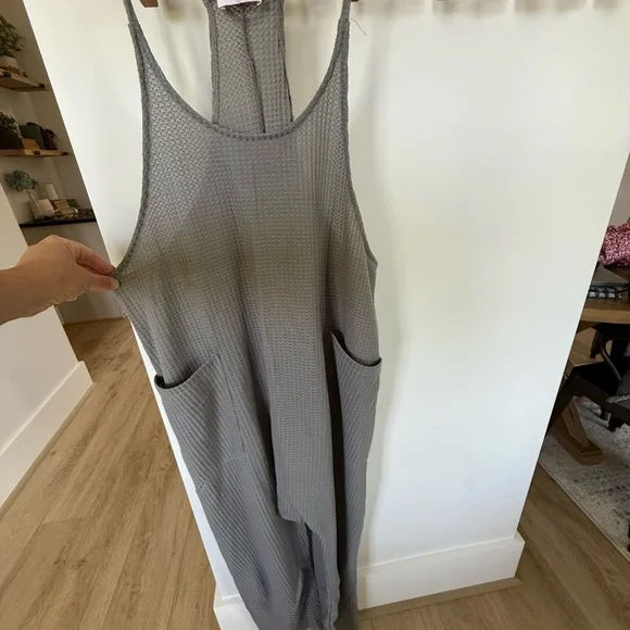NWOT Pink Lily Gray Jumpsuit with Pink Top - Picture 2 of 5